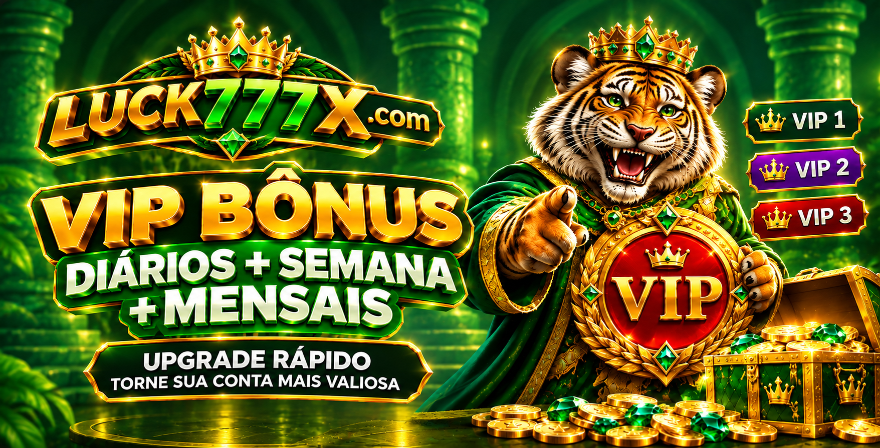 banner 6 luck777x vip bônus diario e semanais